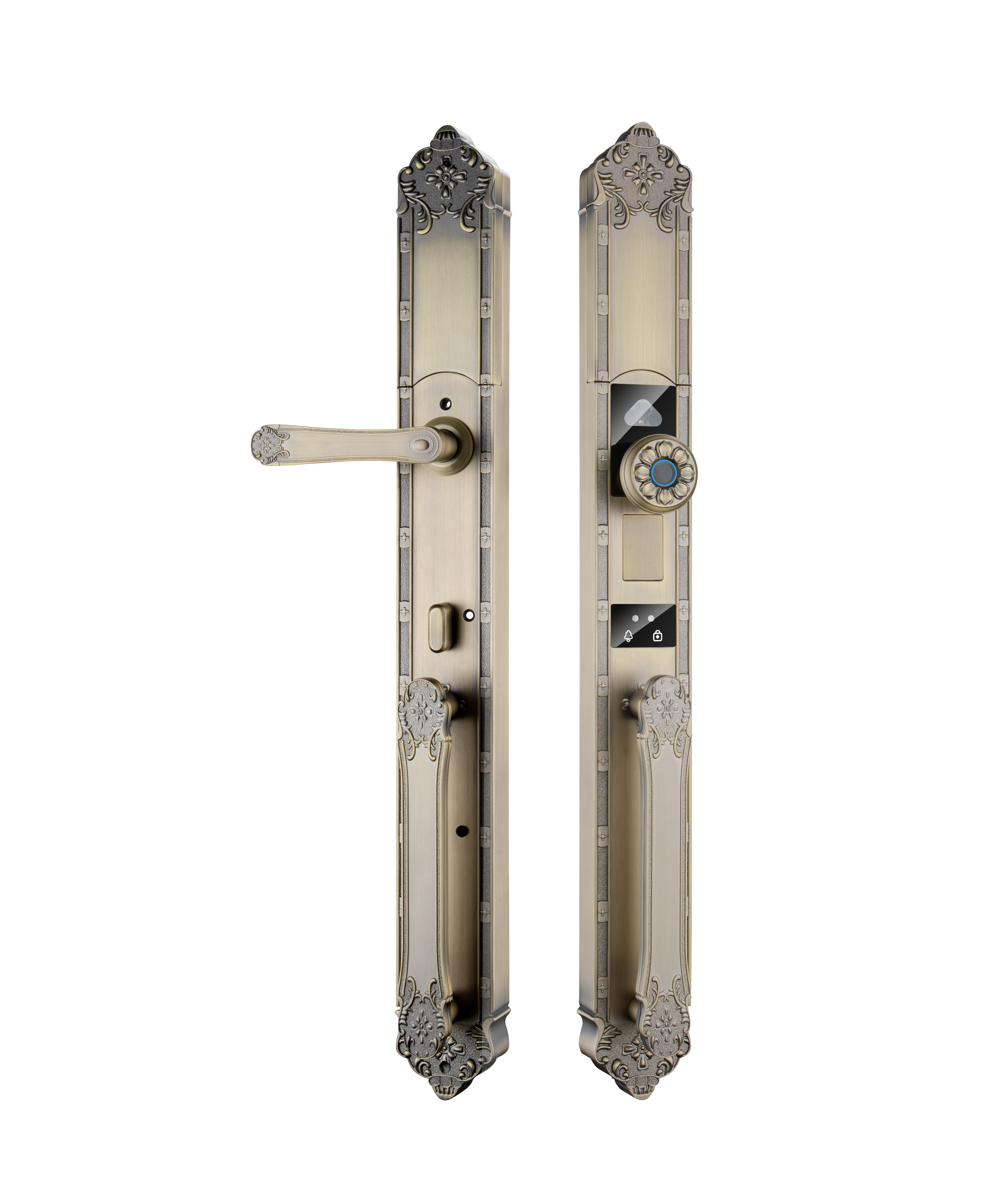 Retro Style Smart Fingerprint Door Lock Black Copper Villa Tuya WIFI Aluminum & Wood Doors TT Lock