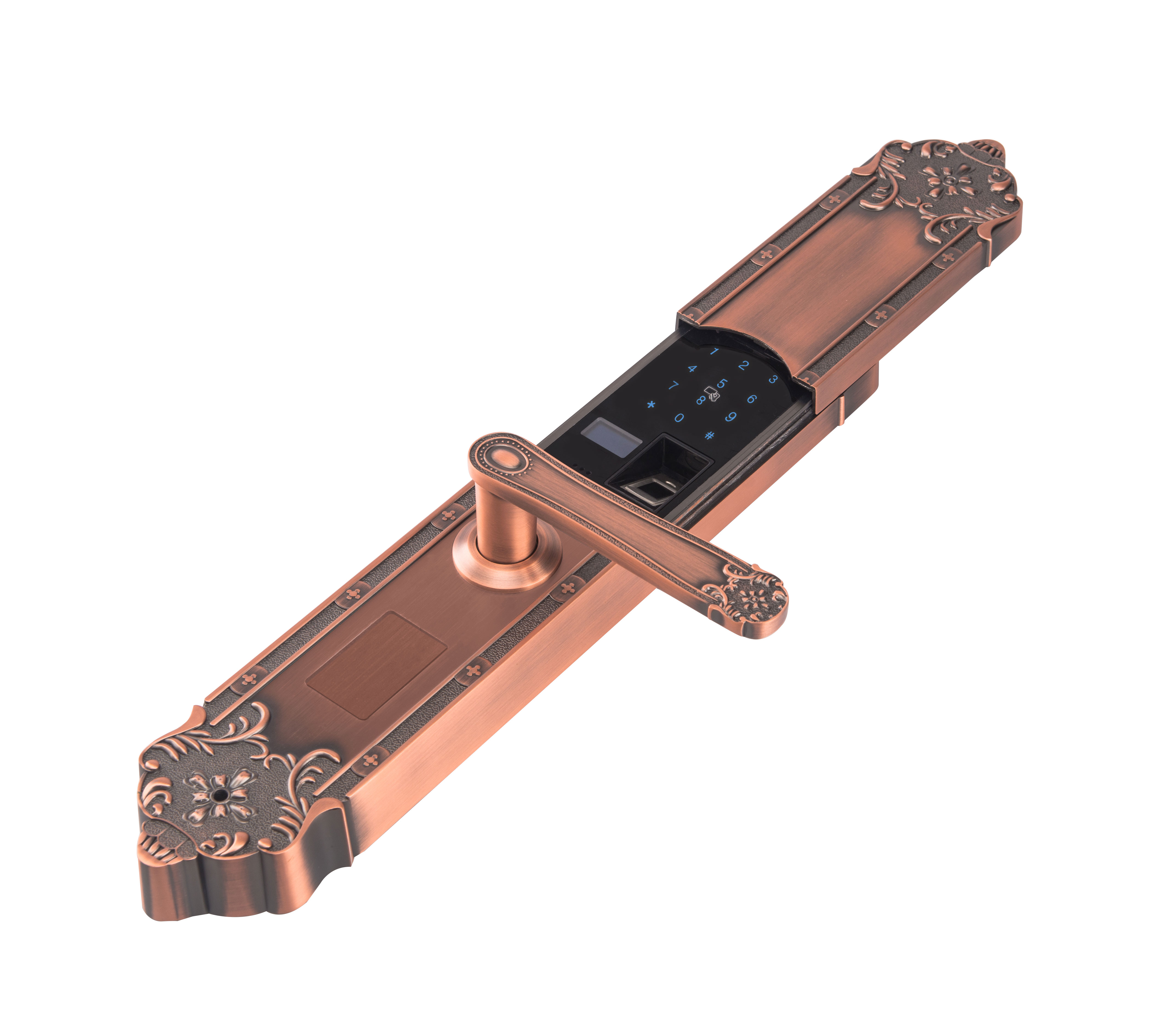 Red Copper Smart Handle Lock Fingerprint Keyless Home Door Lock High Temperature Resistance - 缩略图 3