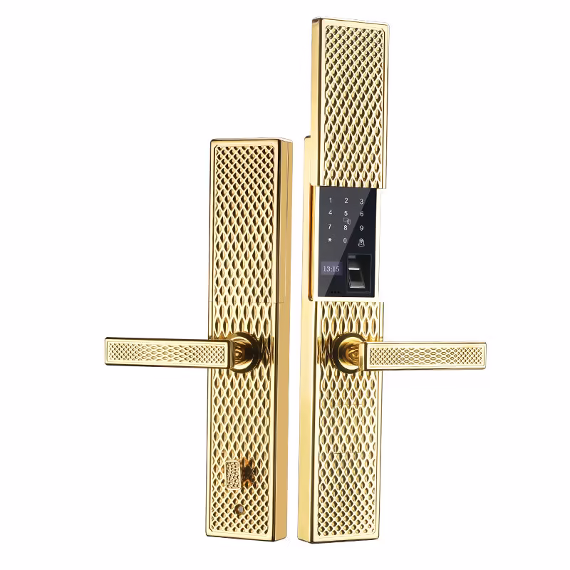 Retro Smart Door Lock Golden Townhouse Villa