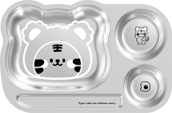 Eco-friendly Stainless Steel Kids Plates with Silicone Suction Non-Toxic Food Grade Designed Dinnerware