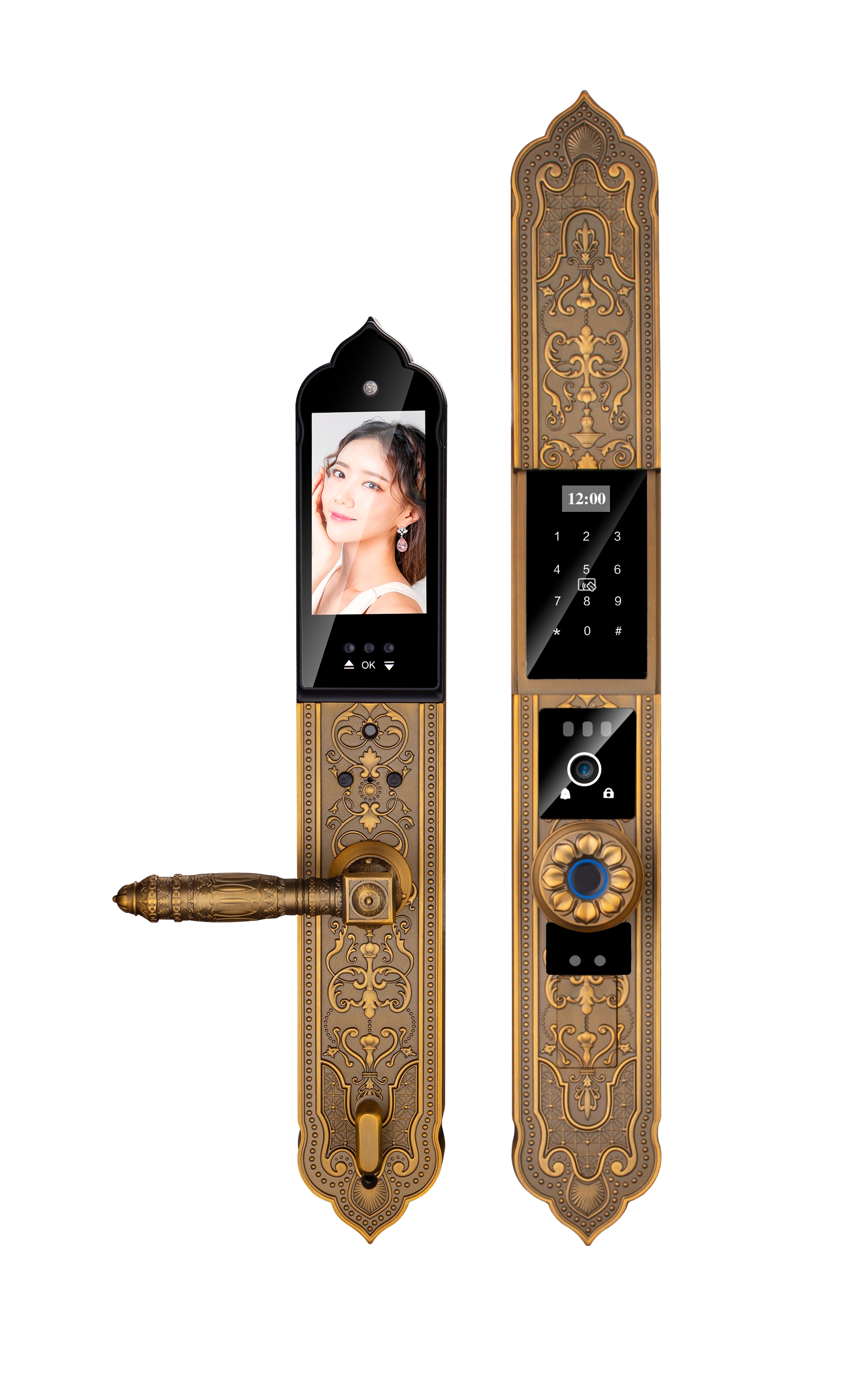 Face Lock 24K Golden Smart Home Lock Tuya Digital Door Lock APP Remote Video Call Lock  - 缩略图 2