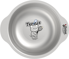 Stainless Steel Rice Bowl Anti-scald Bear Children's Food Bowl Walnut Handle Double Ear Dessert Salad Bowl - 缩略图 2