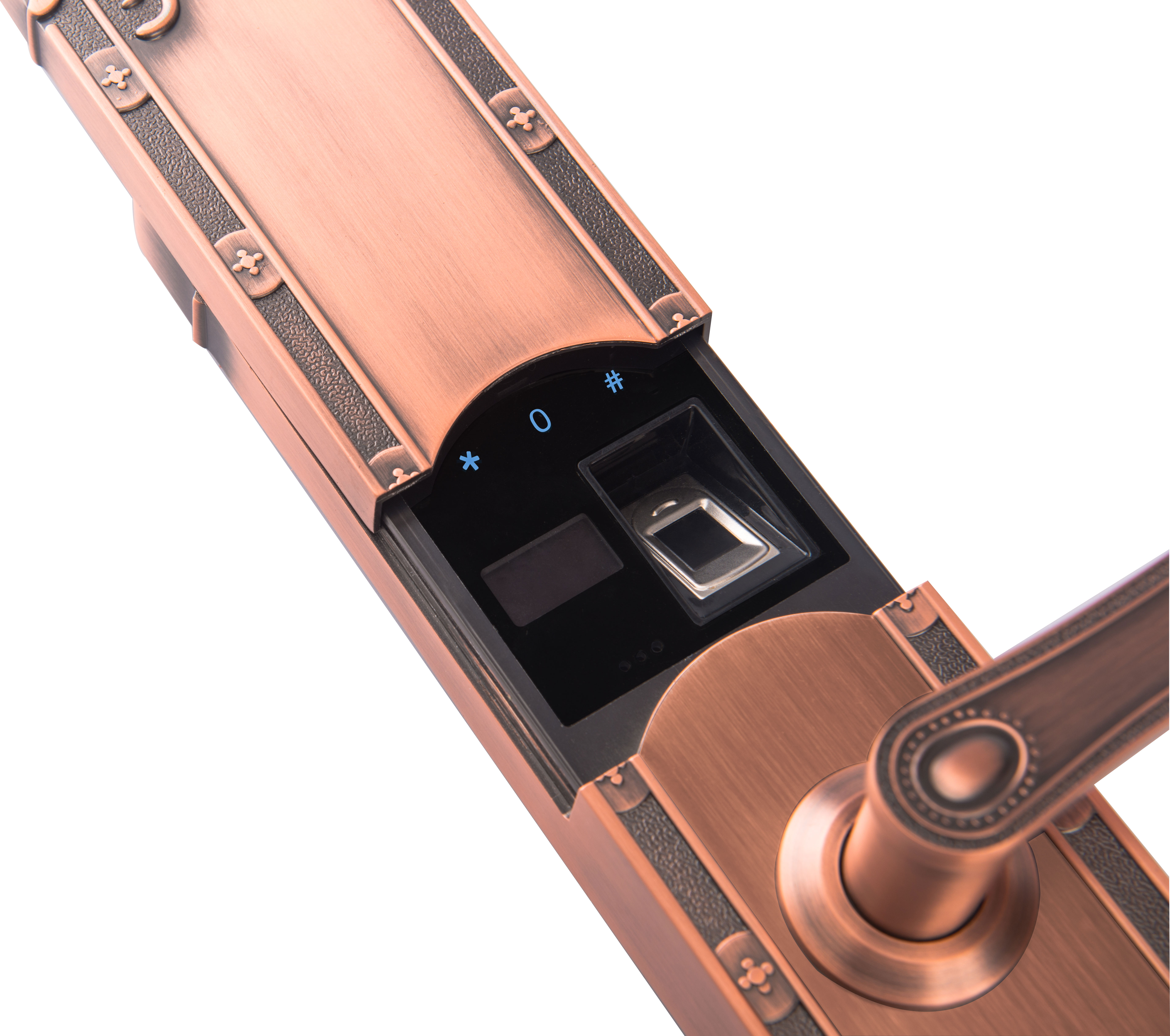 Red Copper Smart Handle Lock Fingerprint Keyless Home Door Lock High Temperature Resistance - 缩略图 2