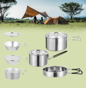 Outdoor Cooking Pot Set Durable Ware Tea Pot and Pan Camping Cookware Sets