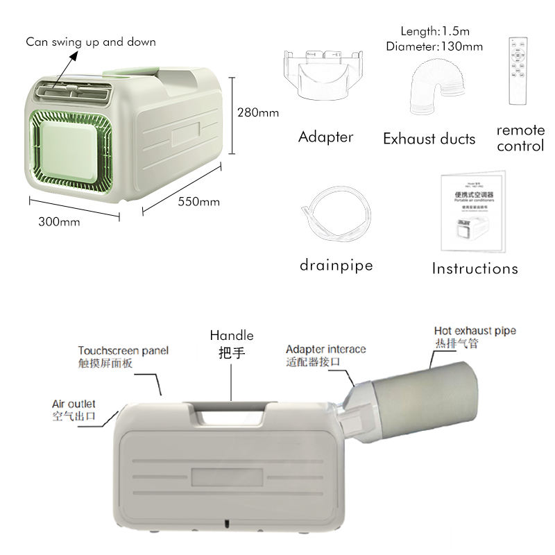 Strong Wind Blow Air Ac Portable Small Air Conditioner Mini air Conditioning for Room Camping - 缩略图 4