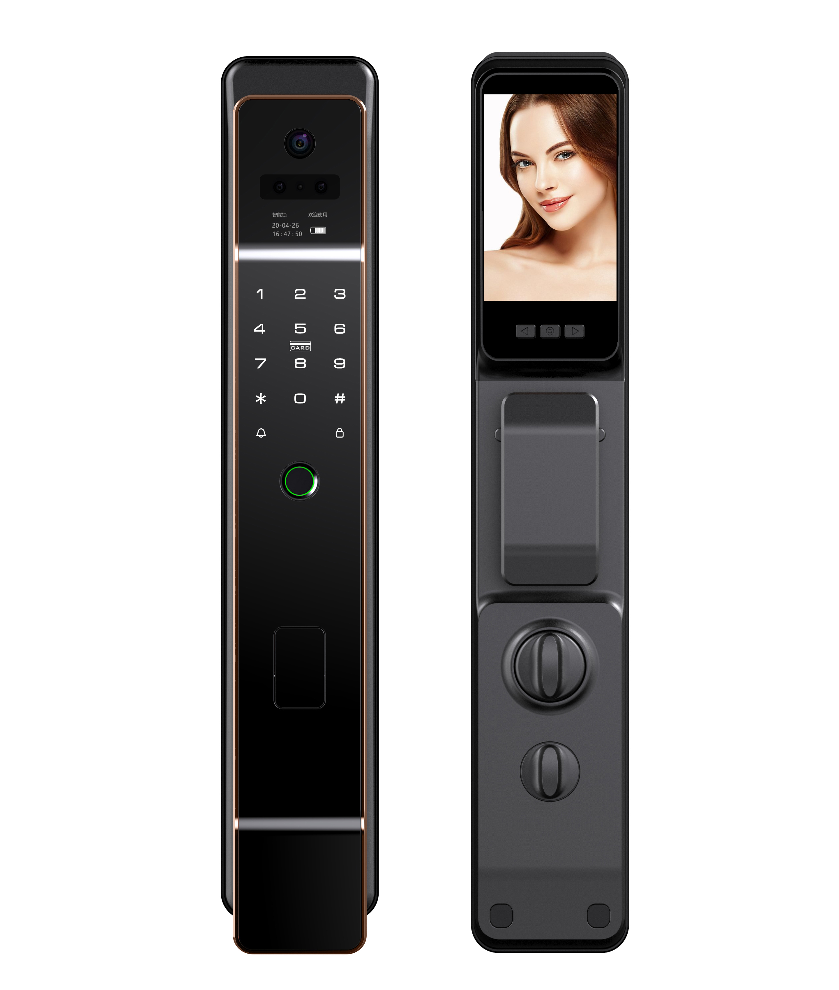 3D Facial Recognition Door Lock Smart Digital Anti-theft Black With Screen Wholesale Lock